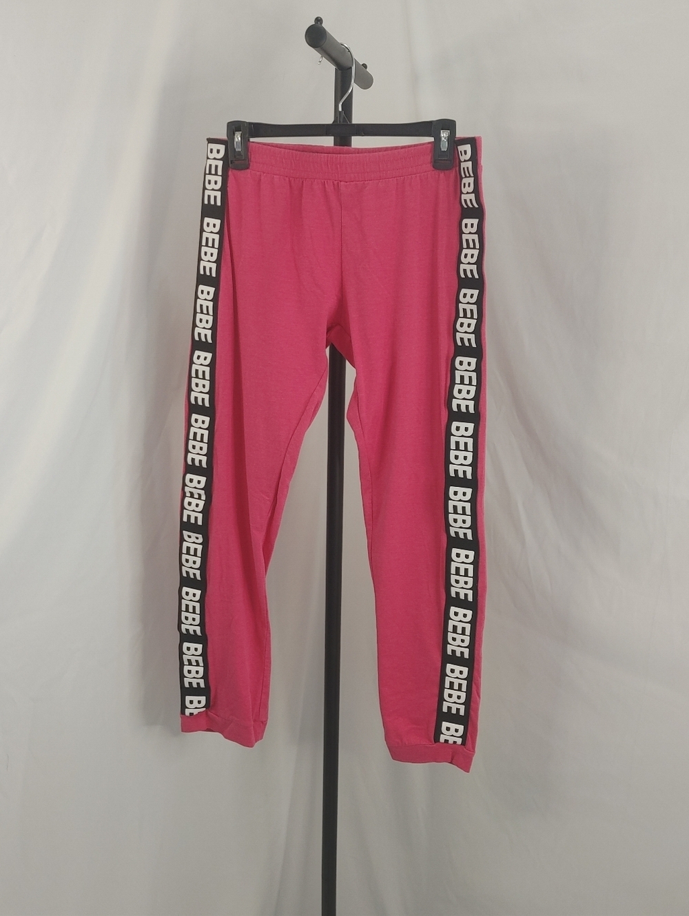 bebe Pink Logo Stripe Lounge Pants Womens Large Sleepwear Stretch